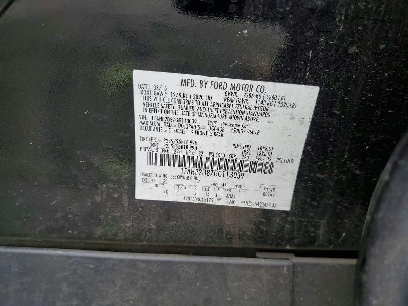 Продажа на аукционе авто 2016 Ford Taurus, vin: 1FAHP2D87GG113039, номер лота: 58832736