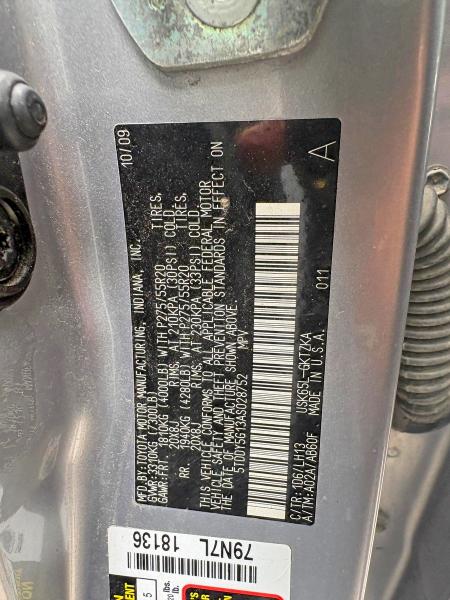 Aukcja sprzedaży 2010 Toyota Sequoia, vin: 5TDDY5G13AS028752, numer aukcji: 58618226