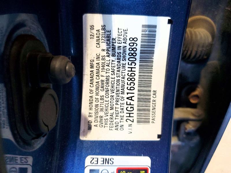 Продаж на аукціоні авто 2006 Honda Civic, vin: 2HGFA16586H508898, номер лоту: 55477686