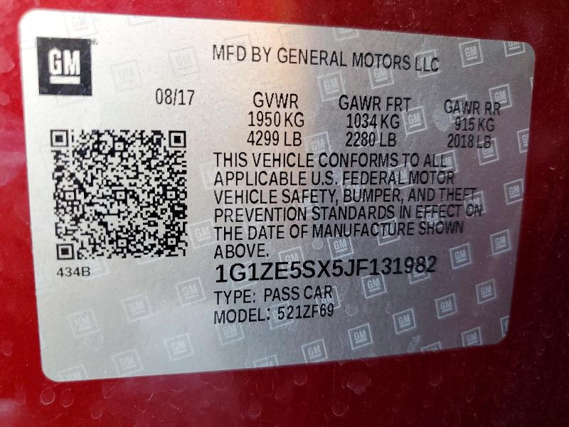 2018 Chevrolet Malibu მანქანა იყიდება აუქციონზე, vin: 1G1ZE5SX5JF131982, აუქციონის ნომერი: 59167676