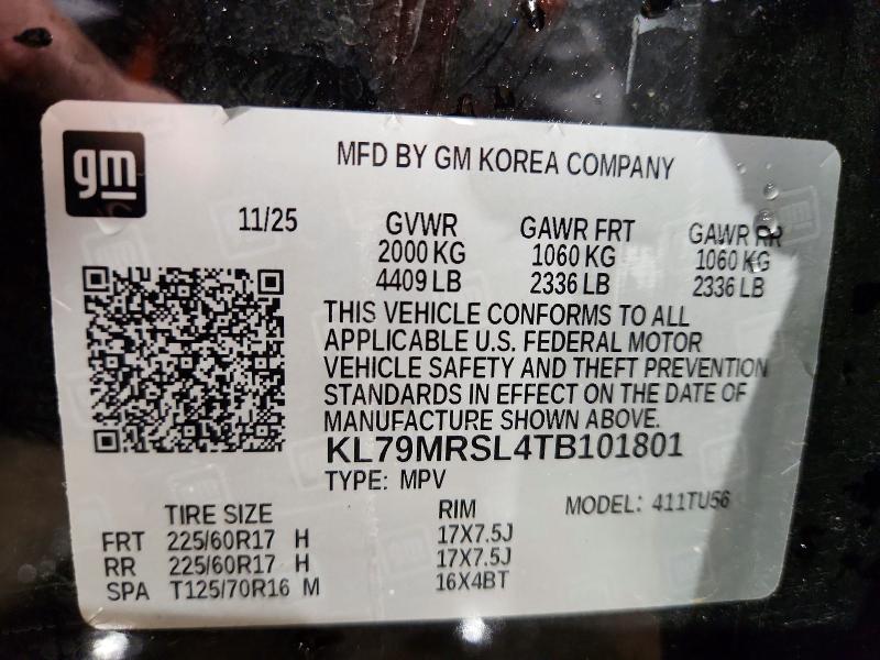 59099076 :رقم المزاد ، KL79MRSL4TB101801 vin ، 2026 Chevrolet Trailblazer مزاد بيع