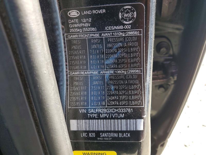 Продажа на аукционе авто 2013 Land Rover Lr2, vin: SALFR2BGXDH333781, номер лота: 55949176