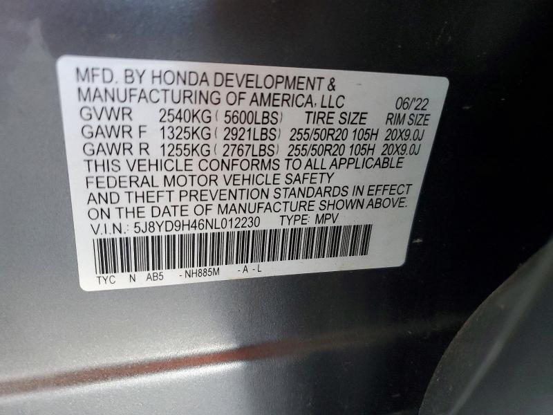 Aukcja sprzedaży 2022 Acura Mdx, vin: 5J8YD9H46NL012230, numer aukcji: 57633936
