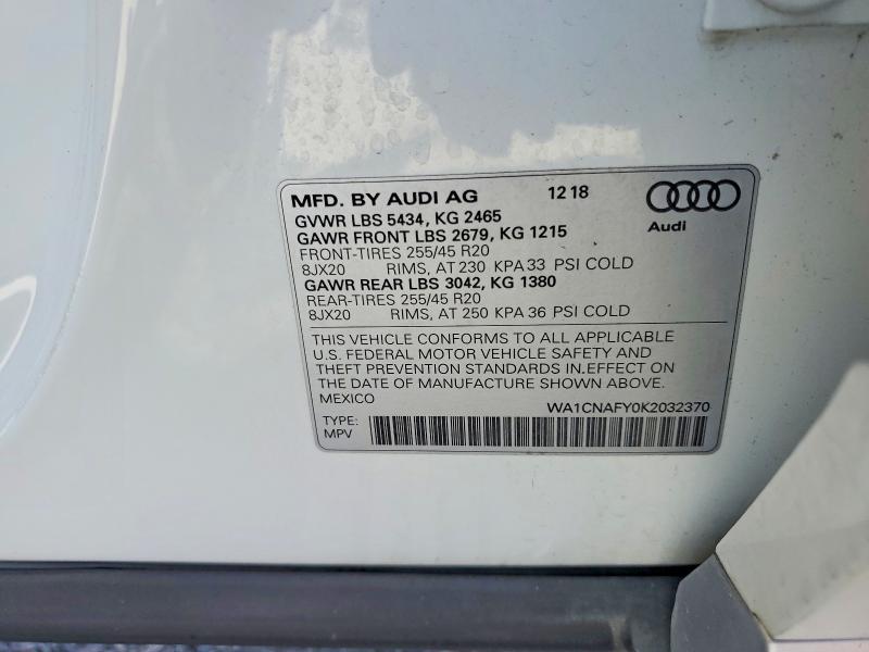 Auction sale of the 2019 Audi Q5, vin: WA1CNAFY0K2032370, lot number: 57255376