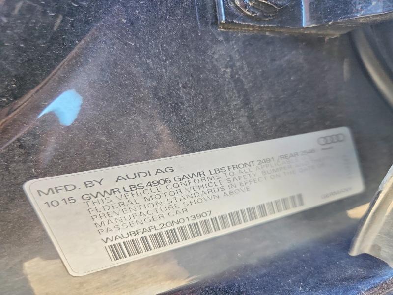 55554106 :رقم المزاد ، WAUBFAFL2GN013907 vin ، 2016 Audi A4 مزاد بيع