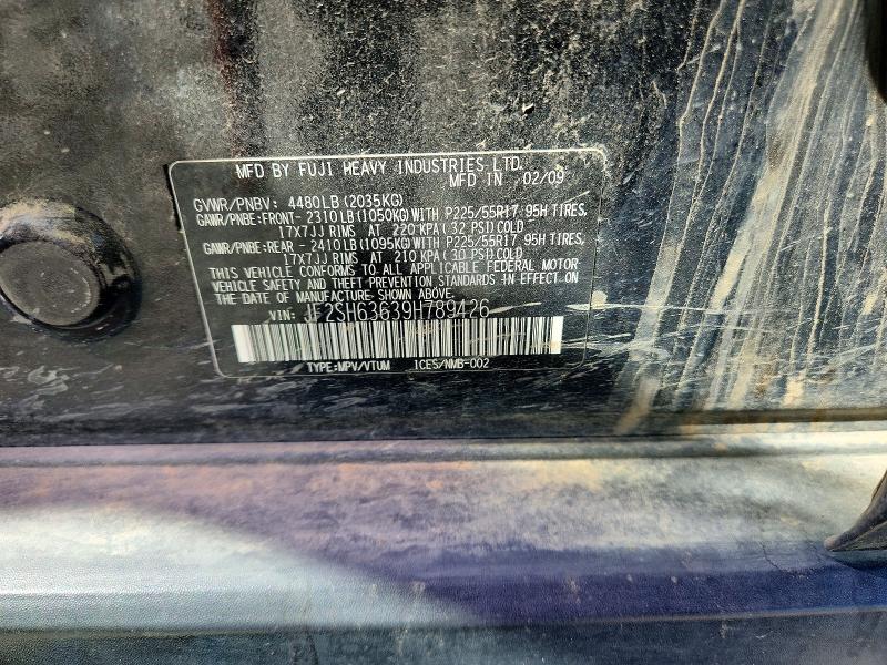Aukcja sprzedaży 2009 Subaru Forester, vin: JF2SH63639H789426, numer aukcji: 54667476