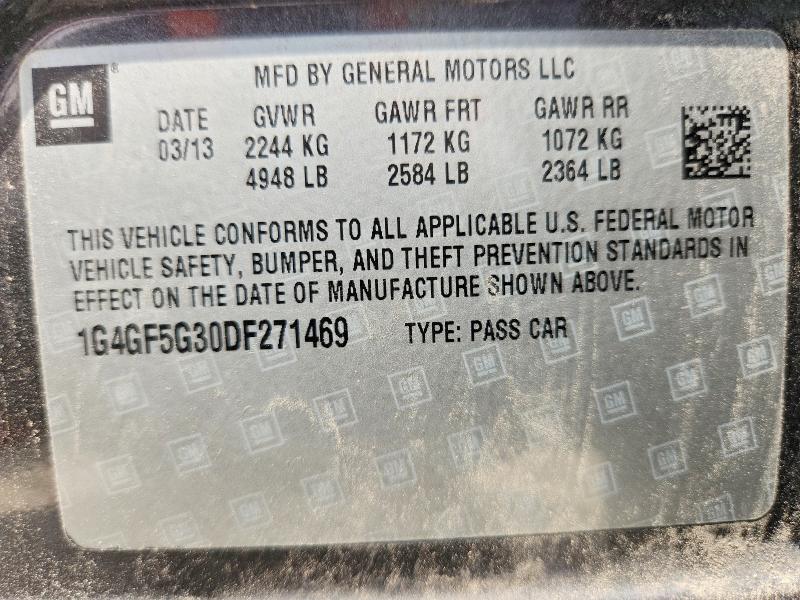 57706166 :رقم المزاد ، 1G4GF5G30DF271469 vin ، 2013 Buick Lacrosse مزاد بيع