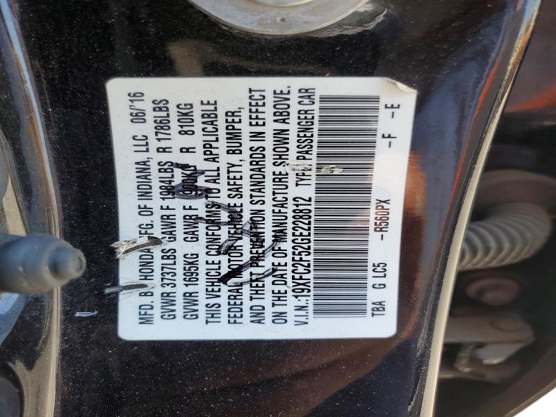 57069336 :رقم المزاد ، 19XFC2F52GE228812 vin ، 2016 Honda Civic مزاد بيع