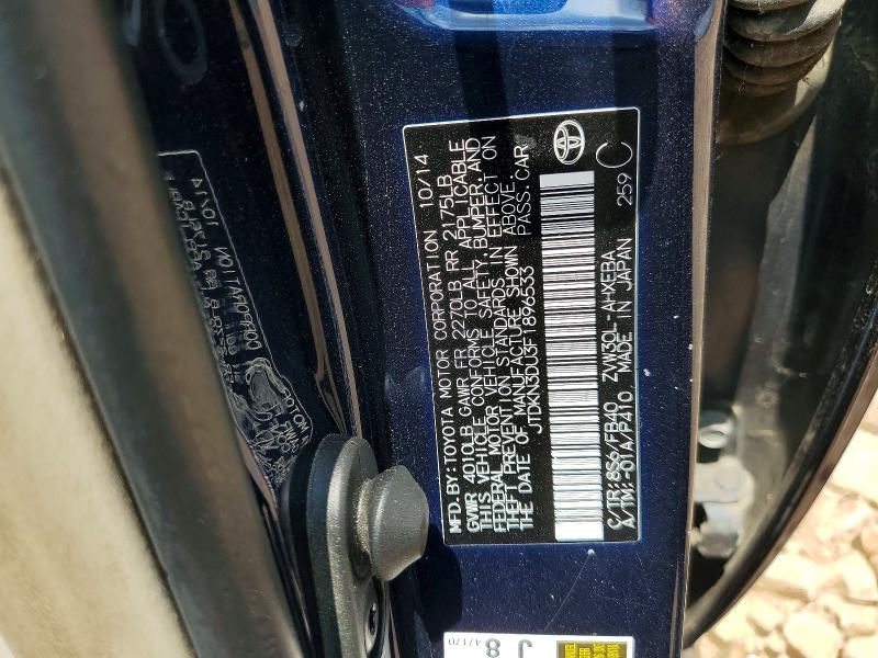 Продаж на аукціоні авто 2015 Toyota Prius, vin: JTDKN3DU3F1896533, номер лоту: 55820036
