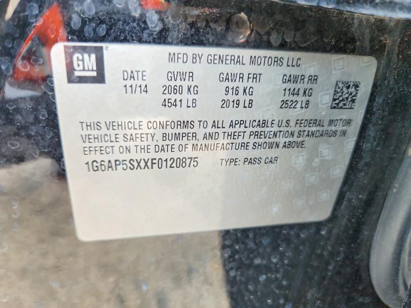2015 Cadillac Cts მანქანა იყიდება აუქციონზე, vin: 1G6AP5SXXF0120875, აუქციონის ნომერი: 57785196