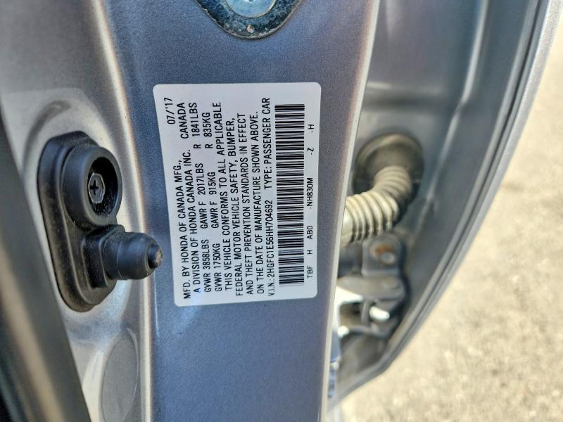 Продаж на аукціоні авто 2017 Honda Civic, vin: 2HGFC1E56HH704692, номер лоту: 55803606