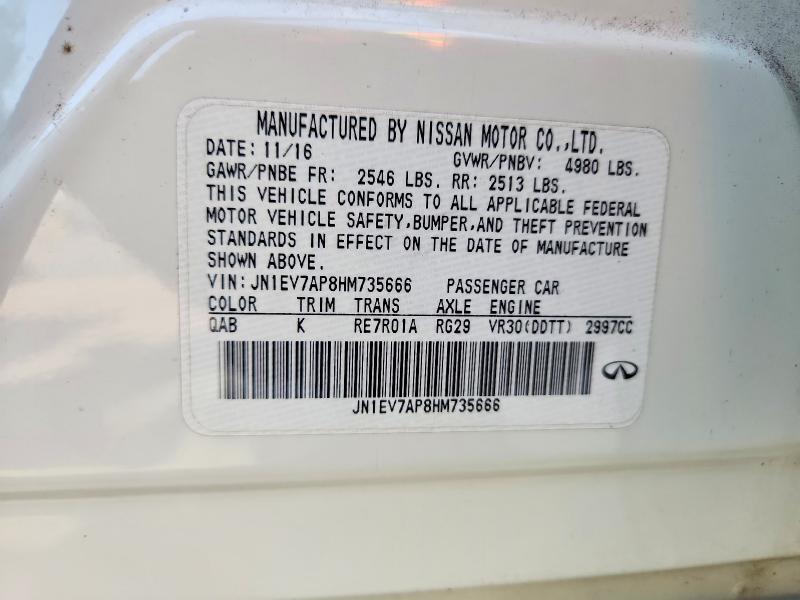 Aukcja sprzedaży 2017 Infiniti Q50, vin: JN1EV7AP8HM735666, numer aukcji: 59016926
