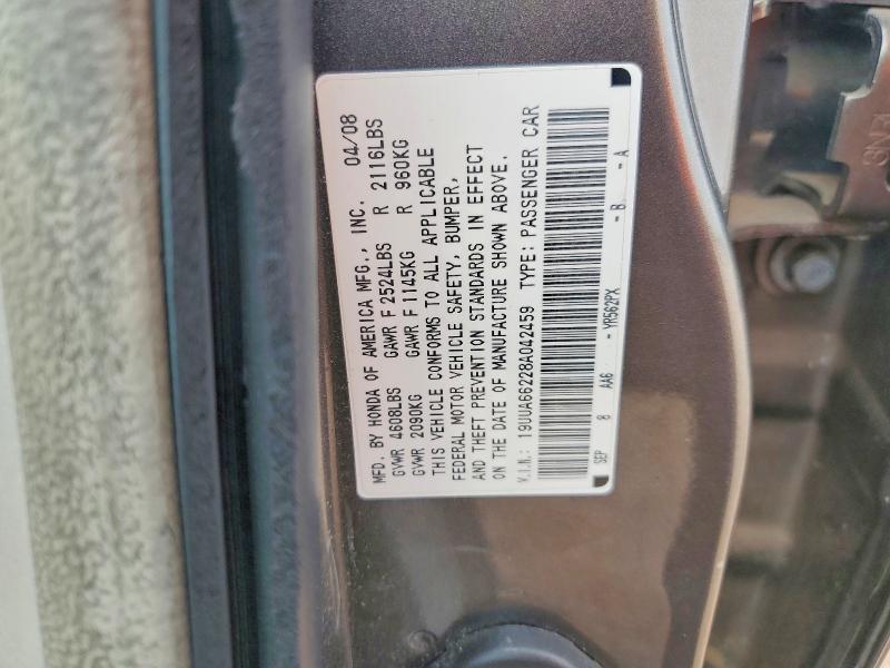 57895976 :رقم المزاد ، 19UUA66228A042459 vin ، 2008 Acura Tl مزاد بيع