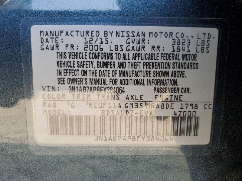 Aukcja sprzedaży 2015 Nissan Sentra, vin: 3N1AB7AP8FY384064, numer aukcji: 55648776