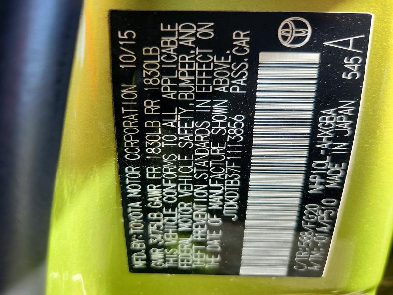 Продаж на аукціоні авто 2015 Toyota Prius C, vin: JTDKDTB37F1113856, номер лоту: 56646046
