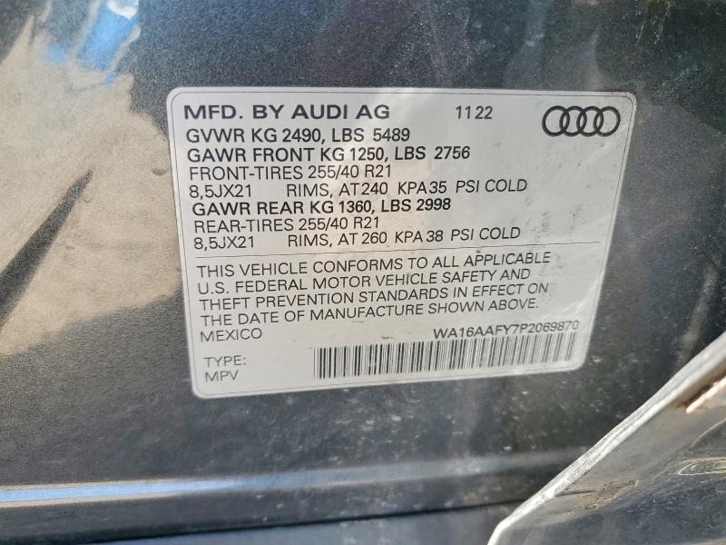 56823246 :رقم المزاد ، WA16AAFY7P2069870 vin ، 2023 Audi Q5 مزاد بيع