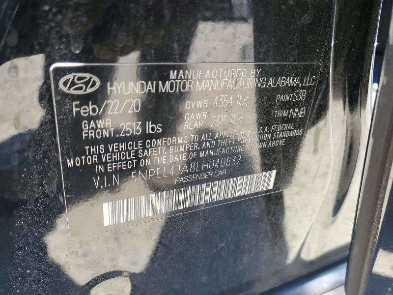 Продаж на аукціоні авто 2020 Hyundai Sonata, vin: 5NPEL4JA8LH040832, номер лоту: 57036046