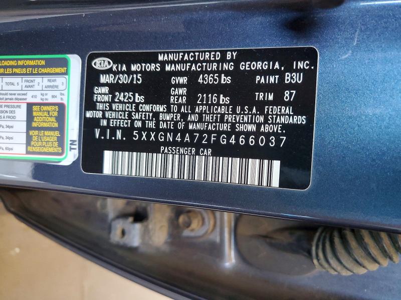 Продажа на аукционе авто 2015 Kia Optima, vin: 5XXGN4A72FG466037, номер лота: 59121216