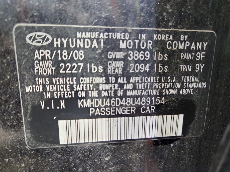 Auction sale of the 2008 Hyundai Elantra, vin: KMHDU46D48U489154, lot number: 55469476