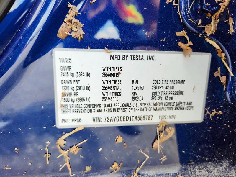 Aukcja sprzedaży 2026 Tesla Model Y, vin: 7SAYGDED1TA588787, numer aukcji: 57615696