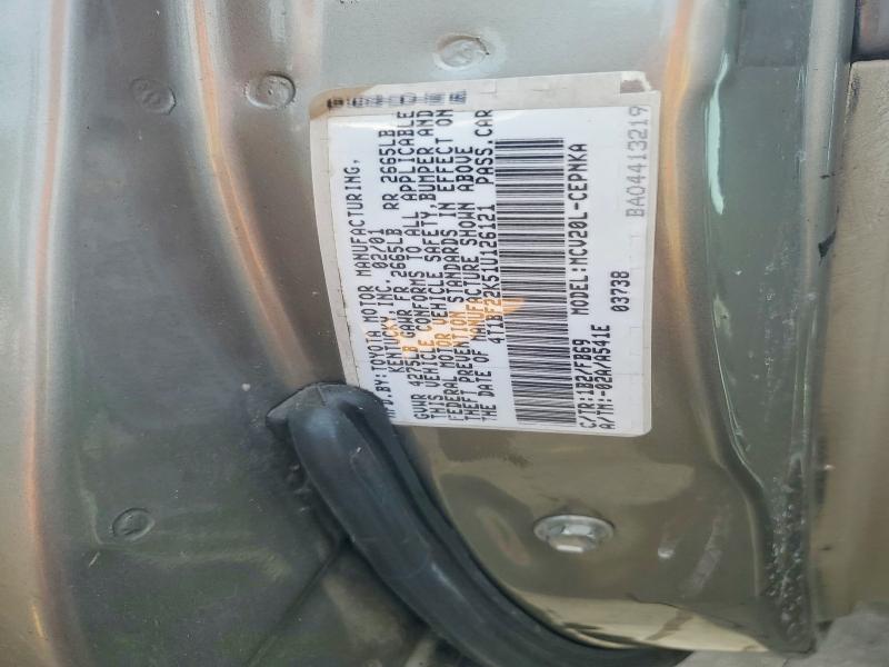 58484556 :رقم المزاد ، 4T1BF22K51U126121 vin ، 2001 Toyota Camry مزاد بيع