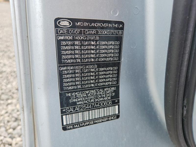 Продажа на аукционе авто 2007 Land Rover Lr3, vin: SALAE25447A430608, номер лота: 56093796