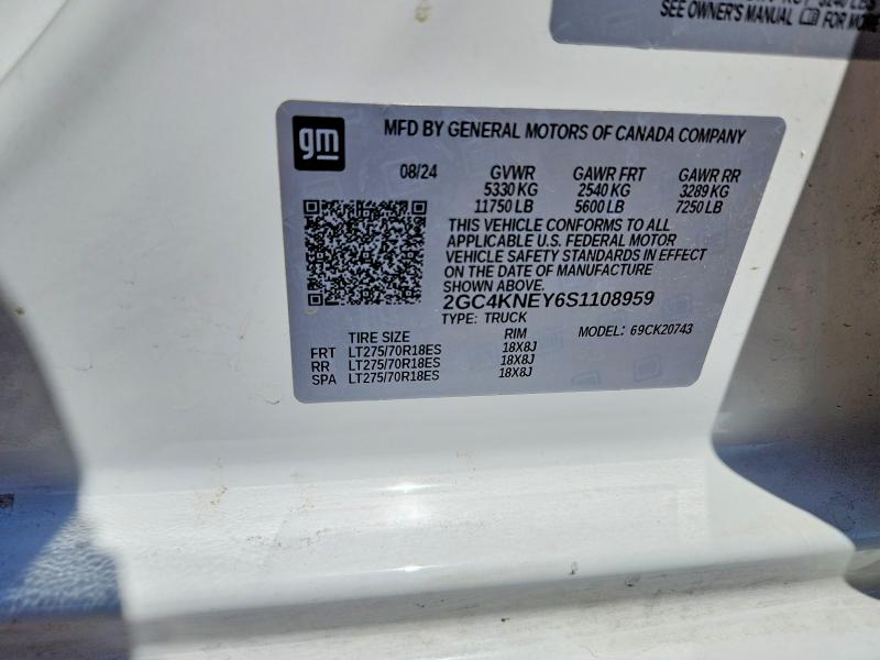 2025 Chevrolet Silverado მანქანა იყიდება აუქციონზე, vin: 2GC4KNEY6S1108959, აუქციონის ნომერი: 57170266