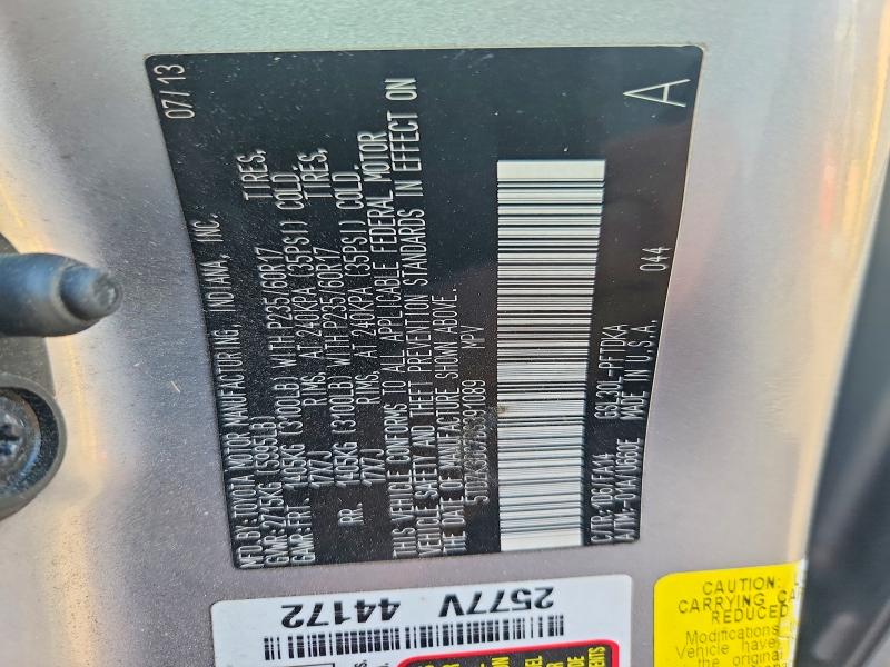 58460196 :رقم المزاد ، 5TDZK3DC7DS391089 vin ، 2013 Toyota Sienna مزاد بيع