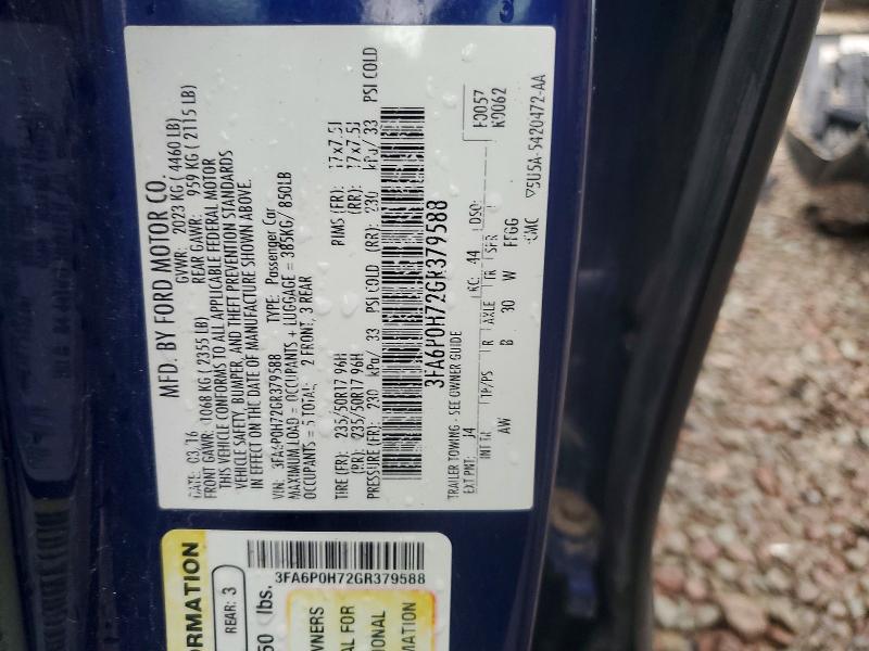 2016 Ford Fusion მანქანა იყიდება აუქციონზე, vin: 3FA6P0H72GR379588, აუქციონის ნომერი: 56658886