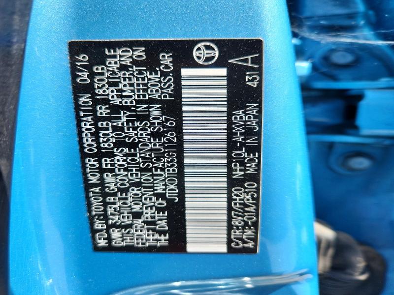 Aukcja sprzedaży 2016 Toyota Prius C, vin: JTDKDTB33G1126167, numer aukcji: 58409146