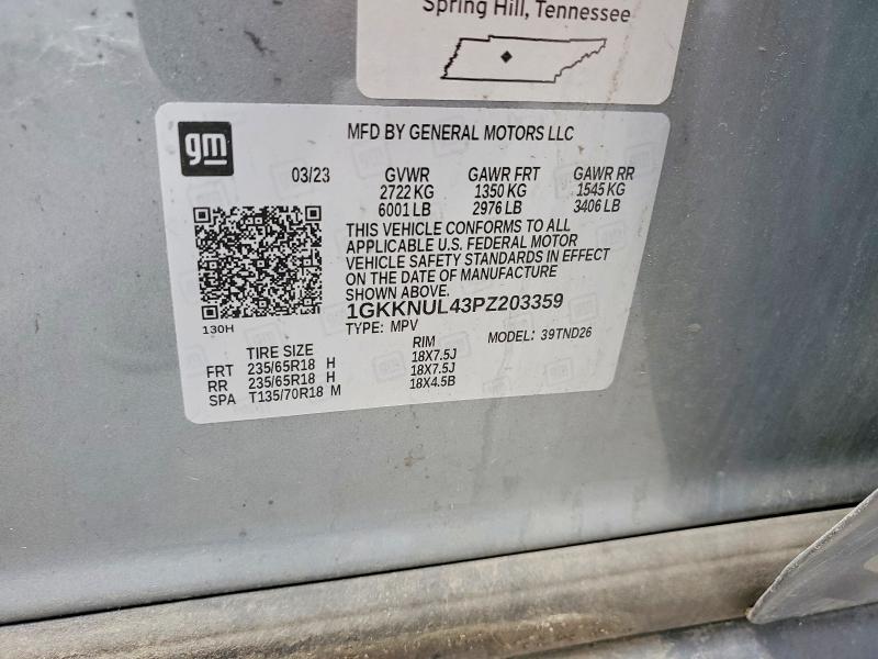 55556386 :رقم المزاد ، 1GKKNUL43PZ203359 vin ، 2023 Gmc Acadia مزاد بيع