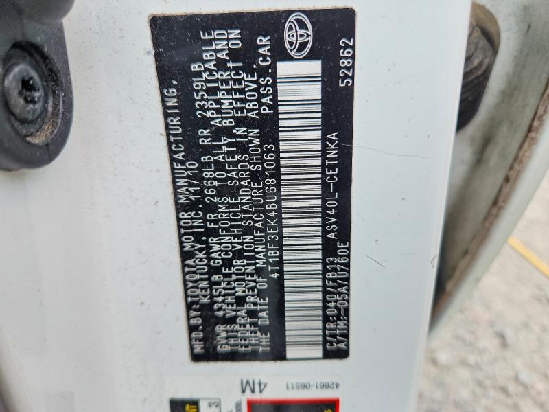 2011 Toyota Camry მანქანა იყიდება აუქციონზე, vin: 4T1BF3EK4BU681063, აუქციონის ნომერი: 56826666