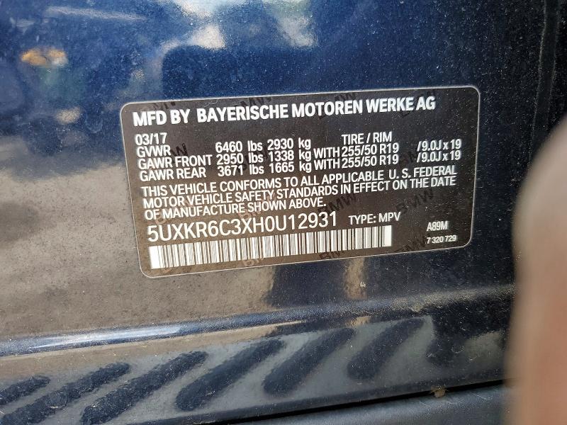 56754156 :رقم المزاد ، 5UXKR6C3XH0U12931 vin ، 2017 Bmw X5 مزاد بيع