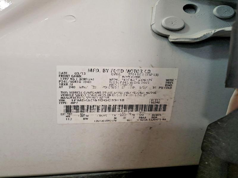 Продажа на аукционе авто 2013 Ford Explorer, vin: 1FM5K8D81DGC39418, номер лота: 58267946