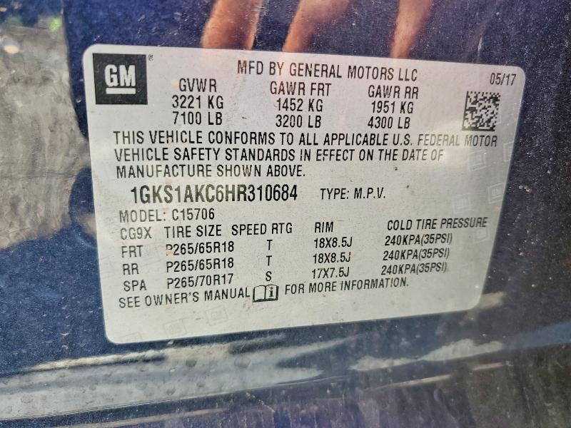 Продаж на аукціоні авто 2017 Gmc Yukon, vin: 1GKS1AKC6HR310684, номер лоту: 58898276