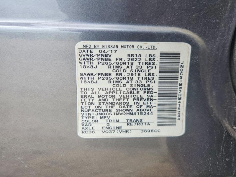 Продажа на аукционе авто 2017 Infiniti Qx70, vin: JN8CS1MW2HM415244, номер лота: 57138986