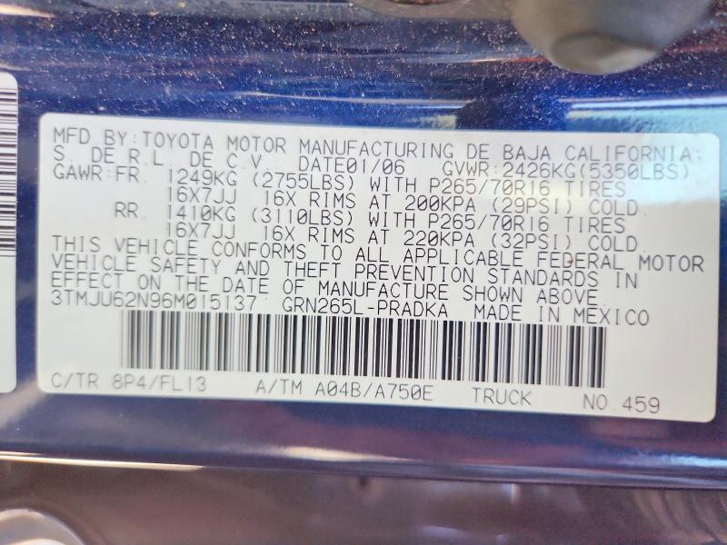 56184486 :رقم المزاد ، 3TMJU62N96M015137 vin ، 2006 Toyota Tacoma مزاد بيع