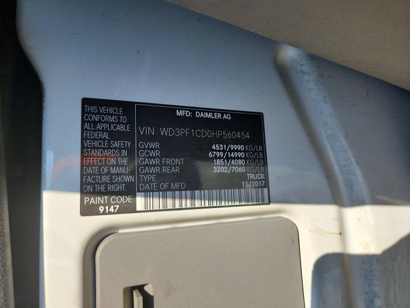 56601386 :رقم المزاد ، WD3PF1CD0HP560454 vin ، 2017 Mercedes Benz Sprinter مزاد بيع