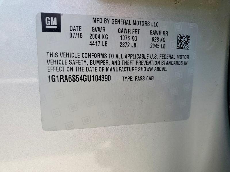 Продаж на аукціоні авто 2016 Chevrolet Volt, vin: 1G1RA6S54GU104390, номер лоту: 57586526