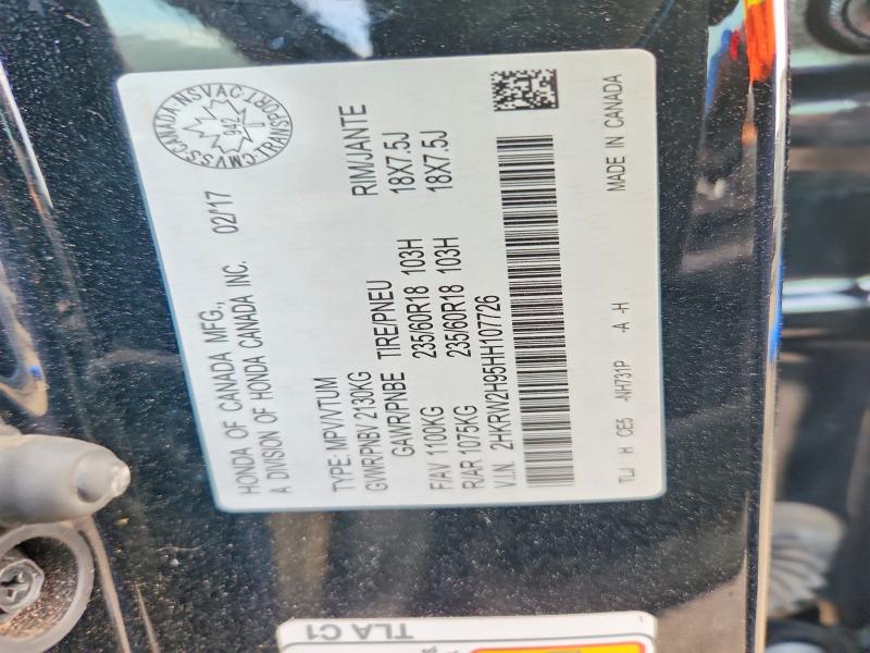 Продажа на аукционе авто 2017 Honda Cr-v, vin: 2HKRW2H95HH107726, номер лота: 58903536