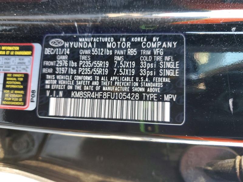 57343556 :رقم المزاد ، KM8SR4HF8FU105428 vin ، 2015 Hyundai Santa Fe مزاد بيع