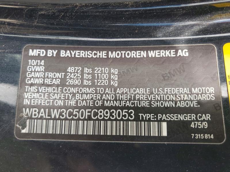 Продаж на аукціоні авто 2015 Bmw 640, vin: WBALW3C50FC893053, номер лоту: 56302196