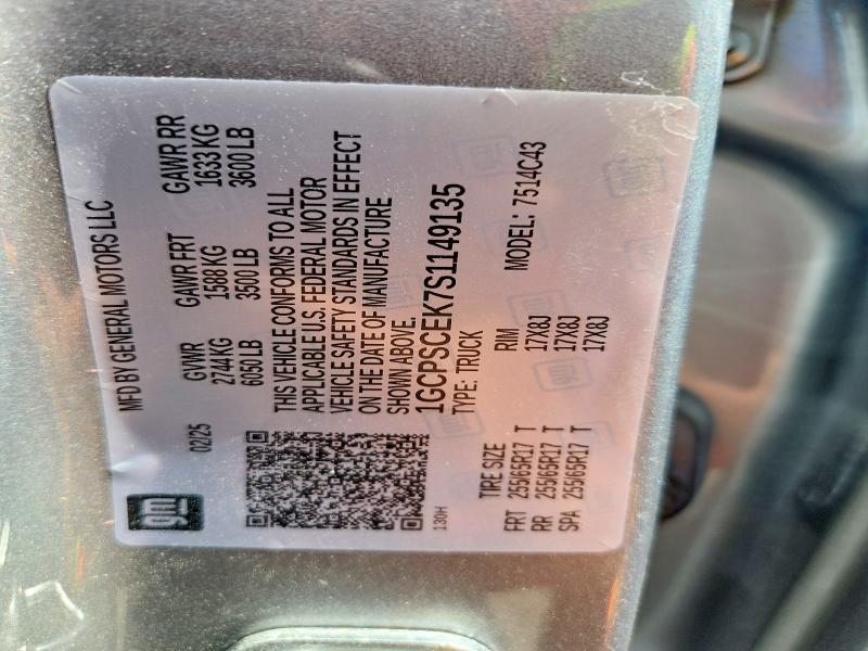 Aukcja sprzedaży 2025 Chevrolet Colorado, vin: 1GCPSCEK7S1149135, numer aukcji: 57311916