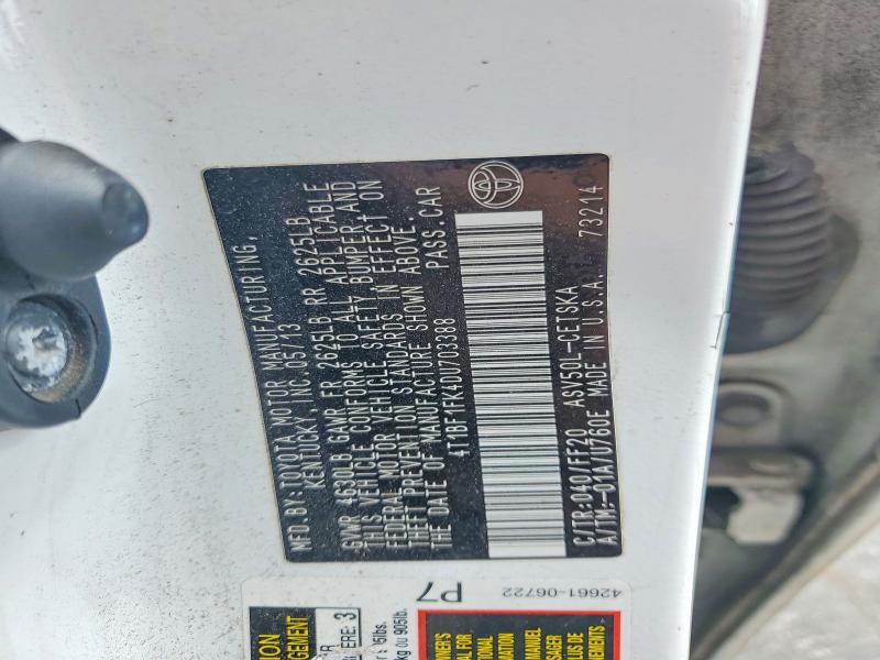 Aukcja sprzedaży 2013 Toyota Camry, vin: 4T1BF1FK4DU703388, numer aukcji: 57951356