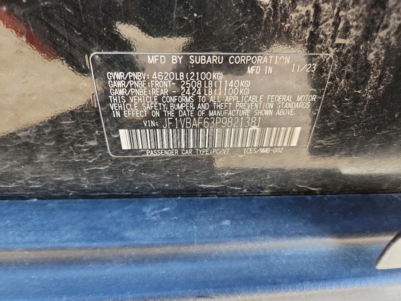Продажа на аукционе авто 2023 Subaru Wrx, vin: JF1VBAF63P9821381, номер лота: 57385386