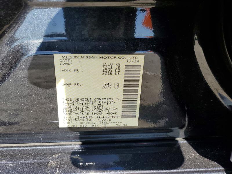 58115716 :رقم المزاد ، 1N4AL3AP1FN360761 vin ، 2015 Nissan Altima مزاد بيع