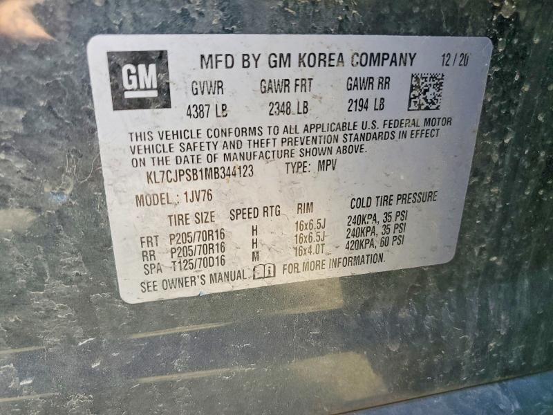 Продажа на аукционе авто 2021 Chevrolet Trax, vin: KL7CJPSB1MB344123, номер лота: 56251116