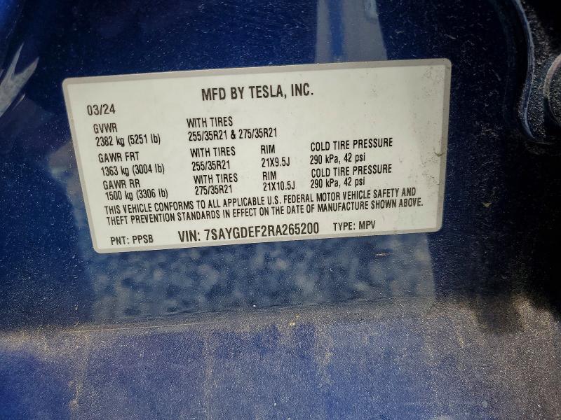 Продаж на аукціоні авто 2024 Tesla Model Y, vin: 7SAYGDEF2RA265200, номер лоту: 54338236