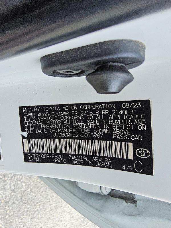 54881276 :رقم المزاد ، JTDBCMFE2RJ015987 vin ، 2024 Toyota Corolla Hybrid مزاد بيع