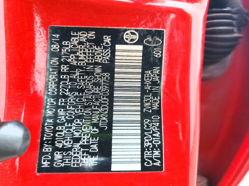 54985146 :رقم المزاد ، JTDKN3DU0F0397758 vin ، 2015 Toyota Prius مزاد بيع